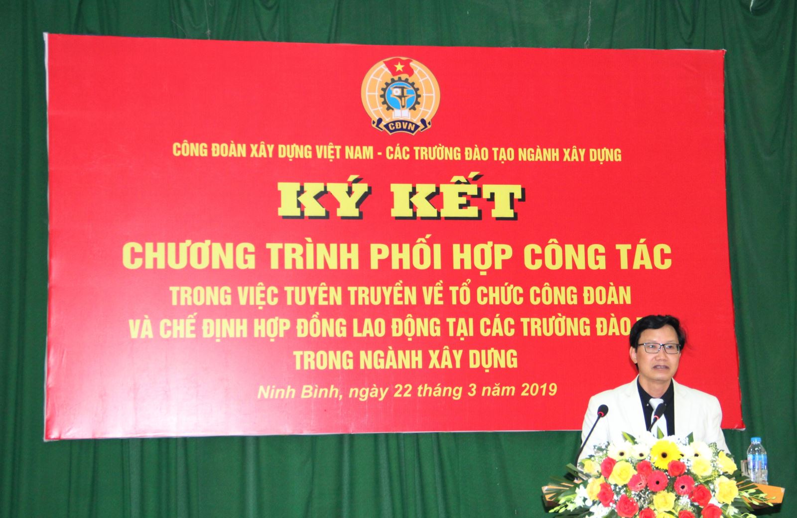 Đồng chí Nguyễn Đình Toàn, Thứ trưởng BXD phát biểu tại buổi ký kết